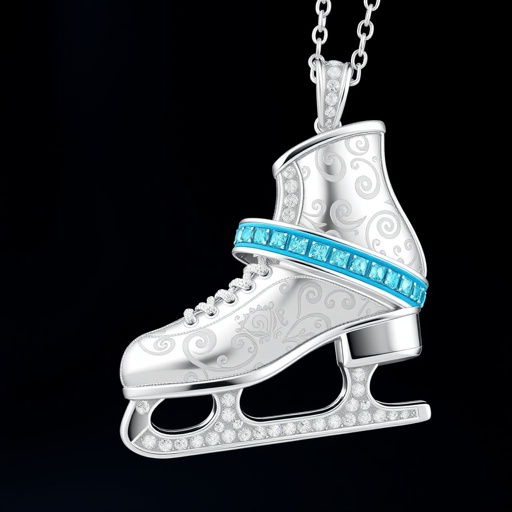 Pendant shape one ice skate with turquoise stripe in the lowest part