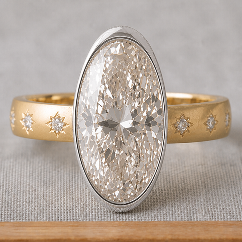 a bit wider and longer oval stone
edit the attached jewelry design with these instructions: a bit wider and longer oval stone. keep it photorealistic, just the design no text