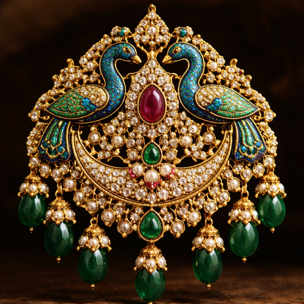 Jadau peacocks pendal design unique