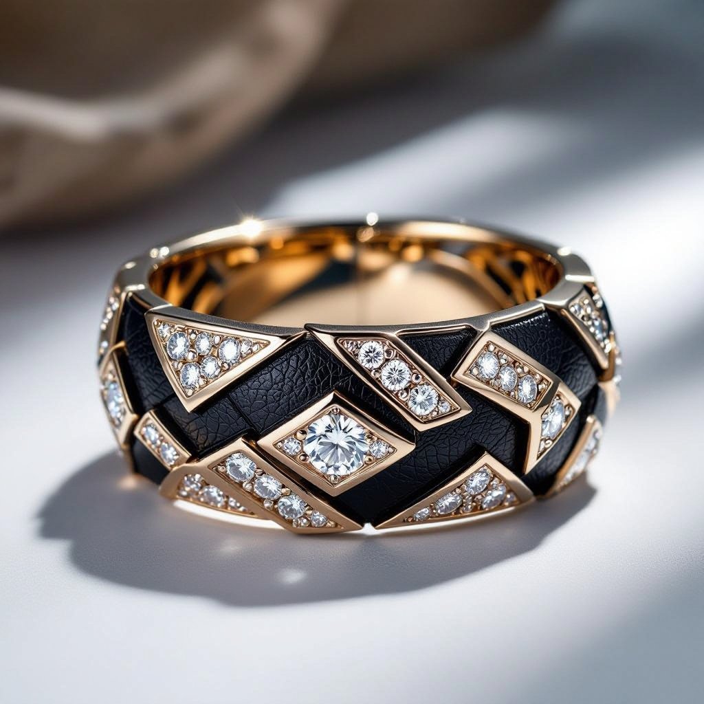 Geomatric snake leather with diamonds of architecture shapes and edges of bracelet banglea