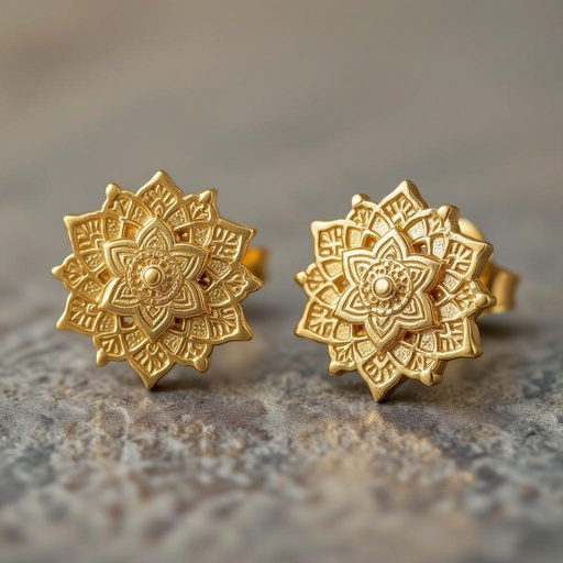  золотые матовые серьги в виде изображения чакры сахасрары