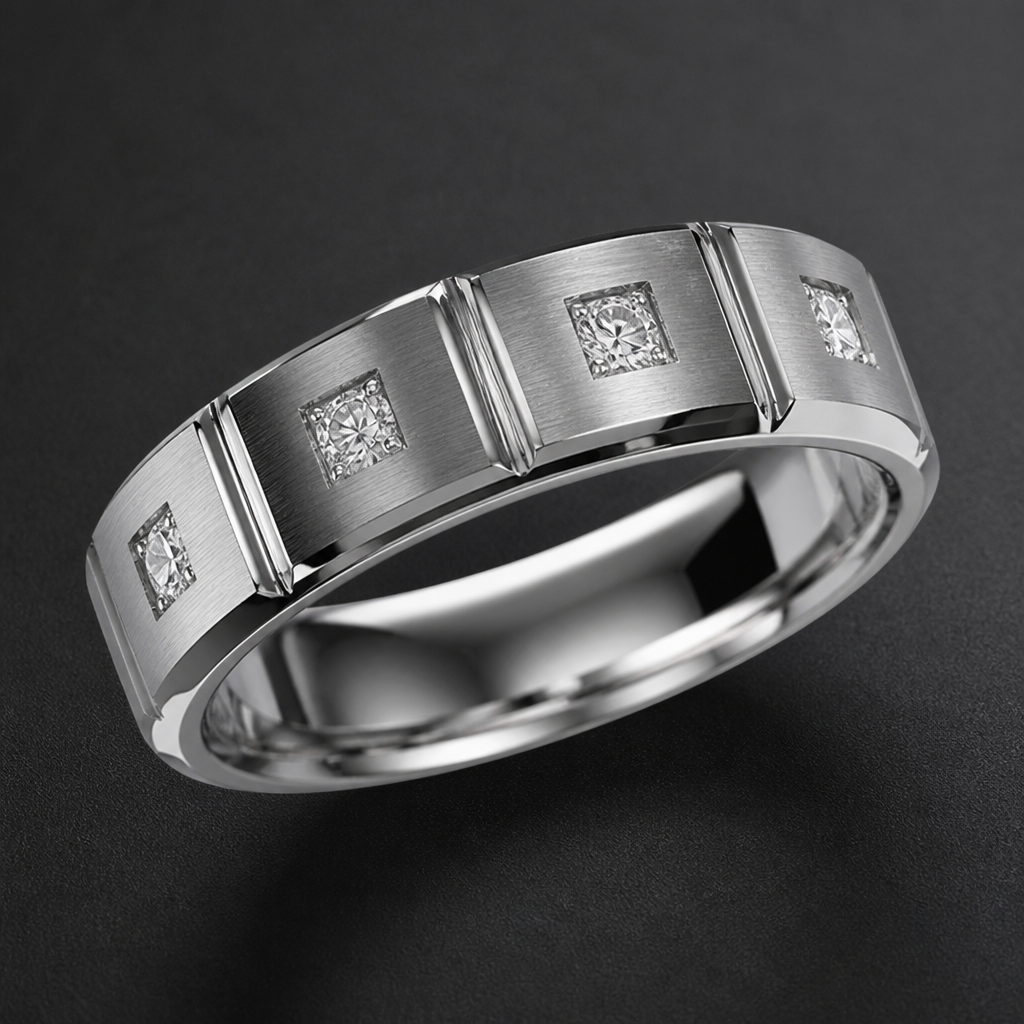 Men’s diamond wedding band
photorealistic jewelry design, Men’s diamond wedding band , luxury style, just the design no text
