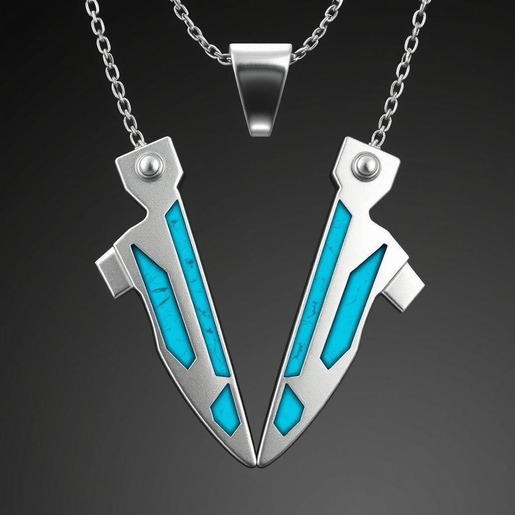 Pendant silver with stylized ice figure skating skates. Remove boots and leave only lowest part of skates. Add turquoise