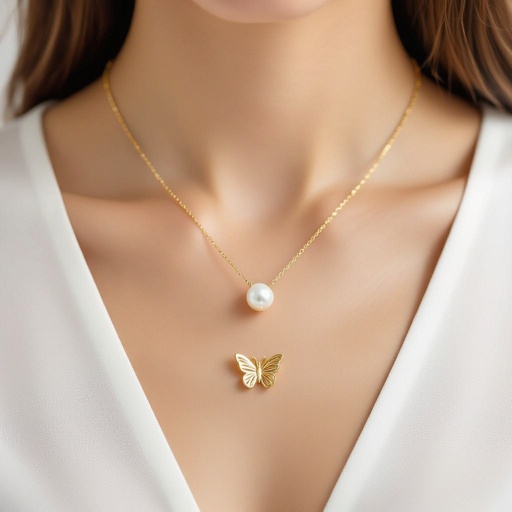 Pearls and chains with butterfly cocoons