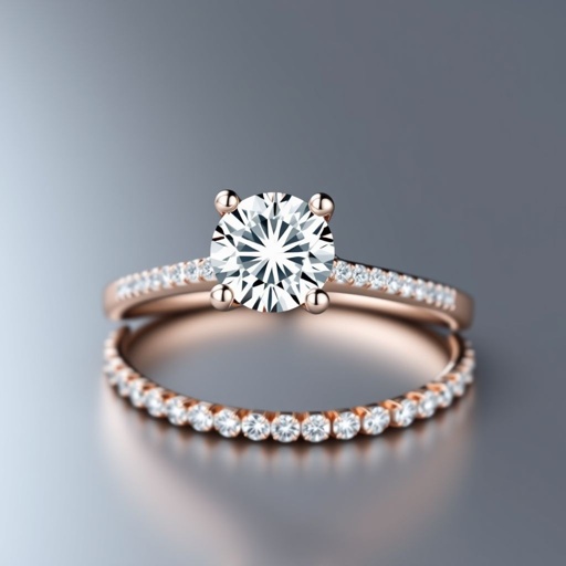 Solitaire ring with 1 carat diamond 4 held by 4 prongs and small Diamonds on the top part of the shank