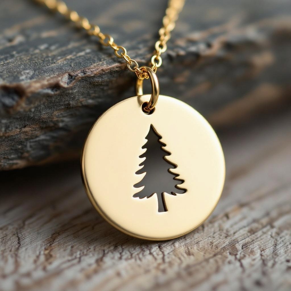 Золотой кулон с изображением дерева узоры с завитками