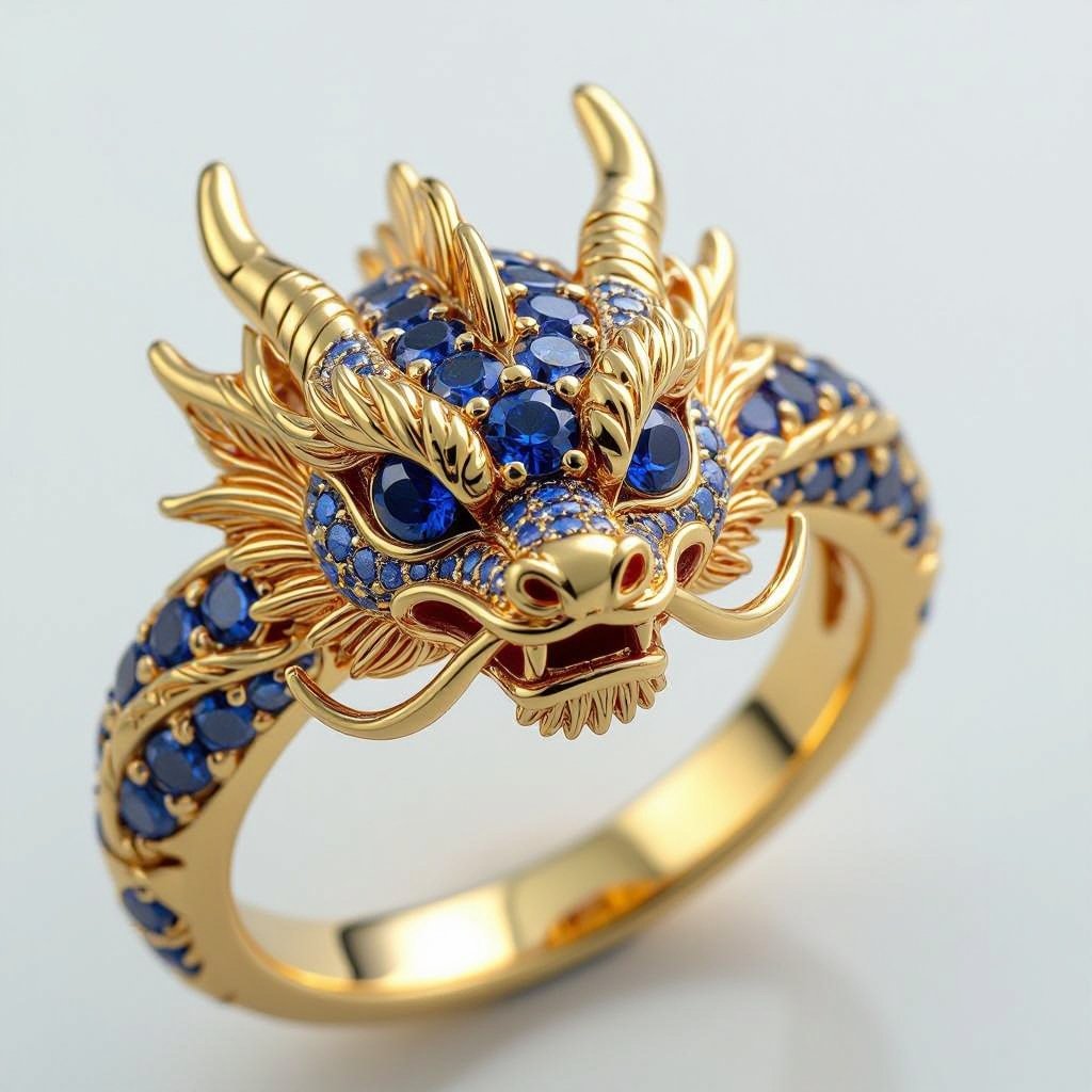 Sapphire dragon ring