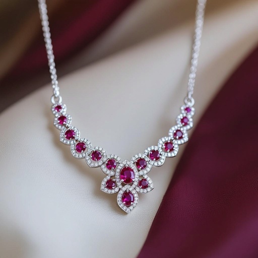 American diamond ruby heavy necklace for Indian girl 