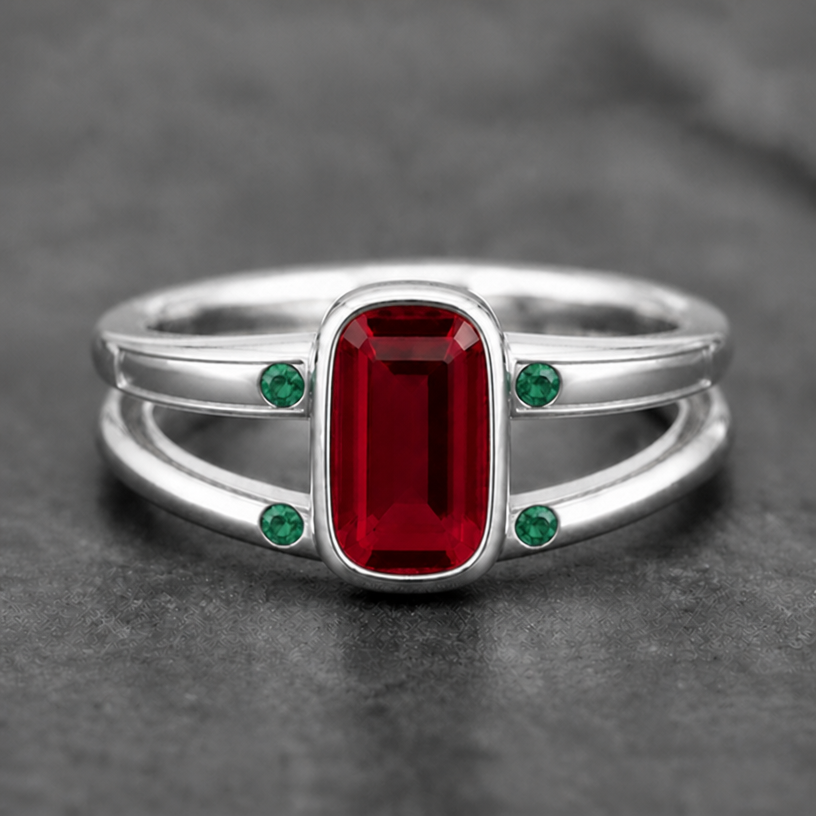 make ends of ruby round
edit the attached jewelry design with these instructions: make ends of ruby round. keep it photorealistic, just the design no text