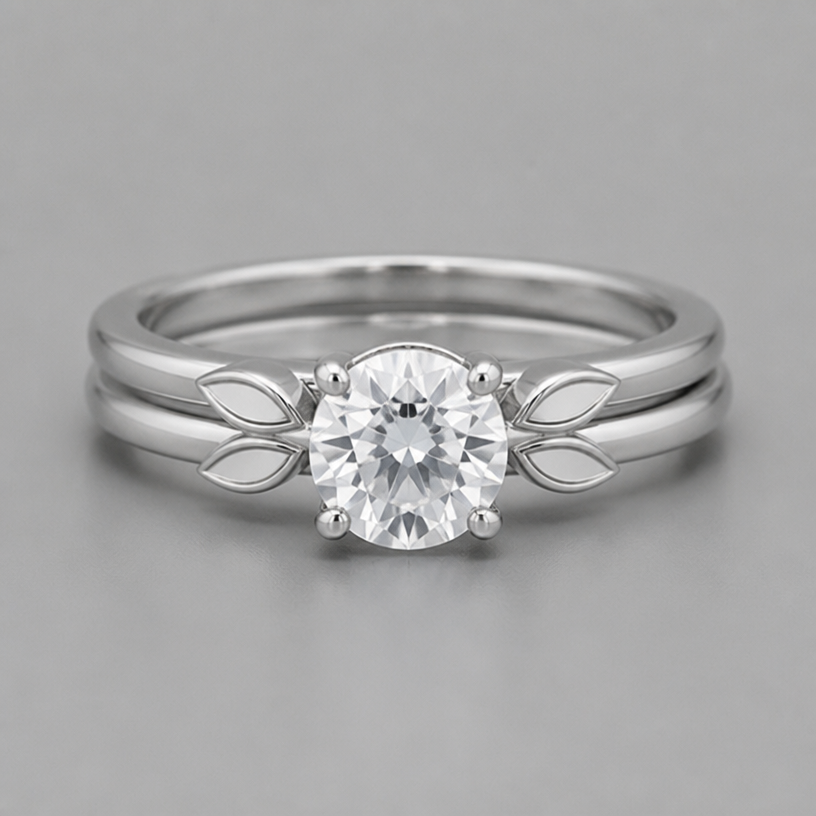 Give me one ring and make the diamond white make the shapes on the side simple and not too pointy and make it a 2 rings that go one on top of the other
edit the attached jewelry design with these instructions: Give me one ring and make the diamond white make the shapes on the side simple and not too pointy and make it a 2 rings that go one on top of the other. keep it photorealistic, just the design no text