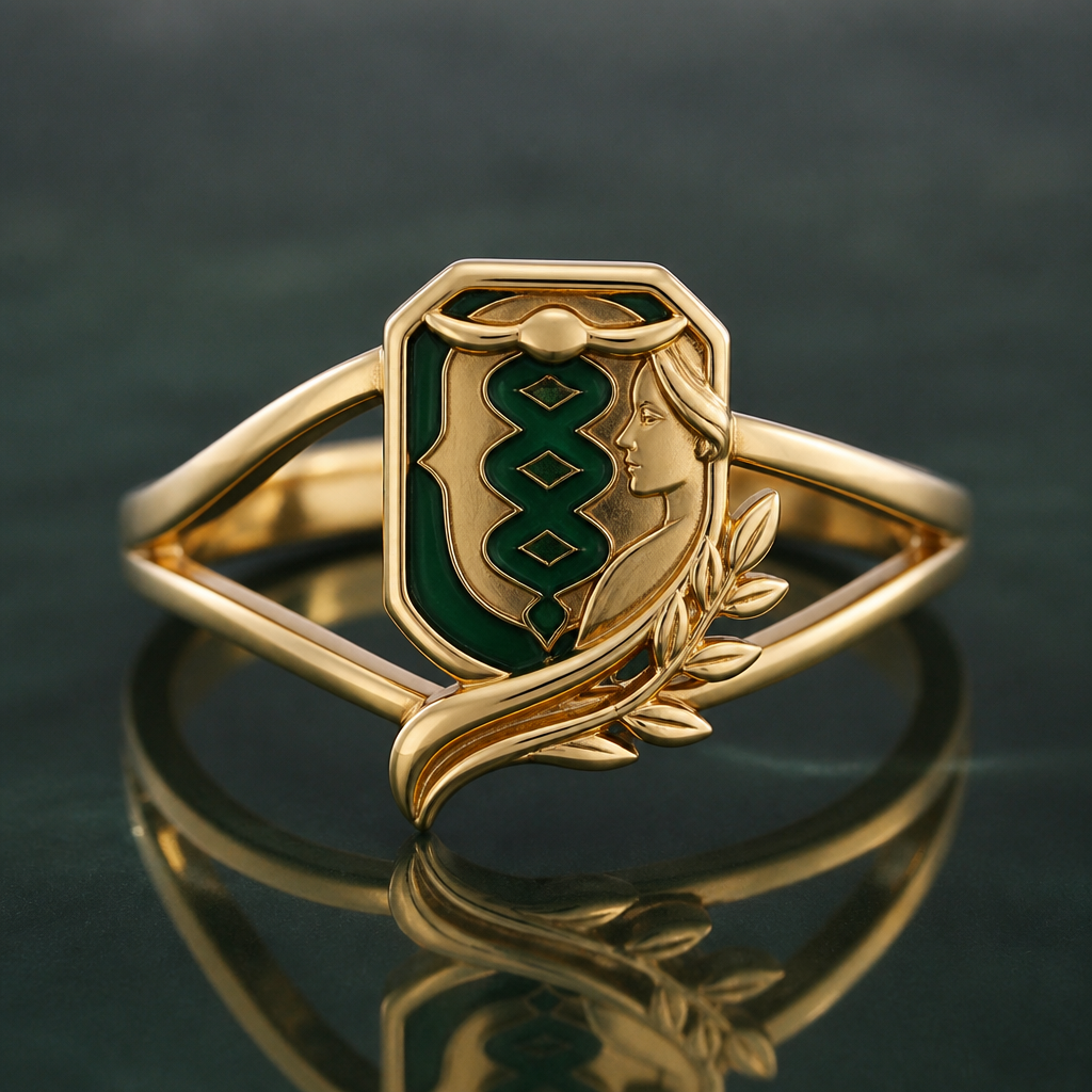 A women's ring. criar um anel com brasão da zootecnia feminino
photorealistic jewelry design, A women's ring. criar um anel com brasão da zootecnia feminino, modern style, just the design no text