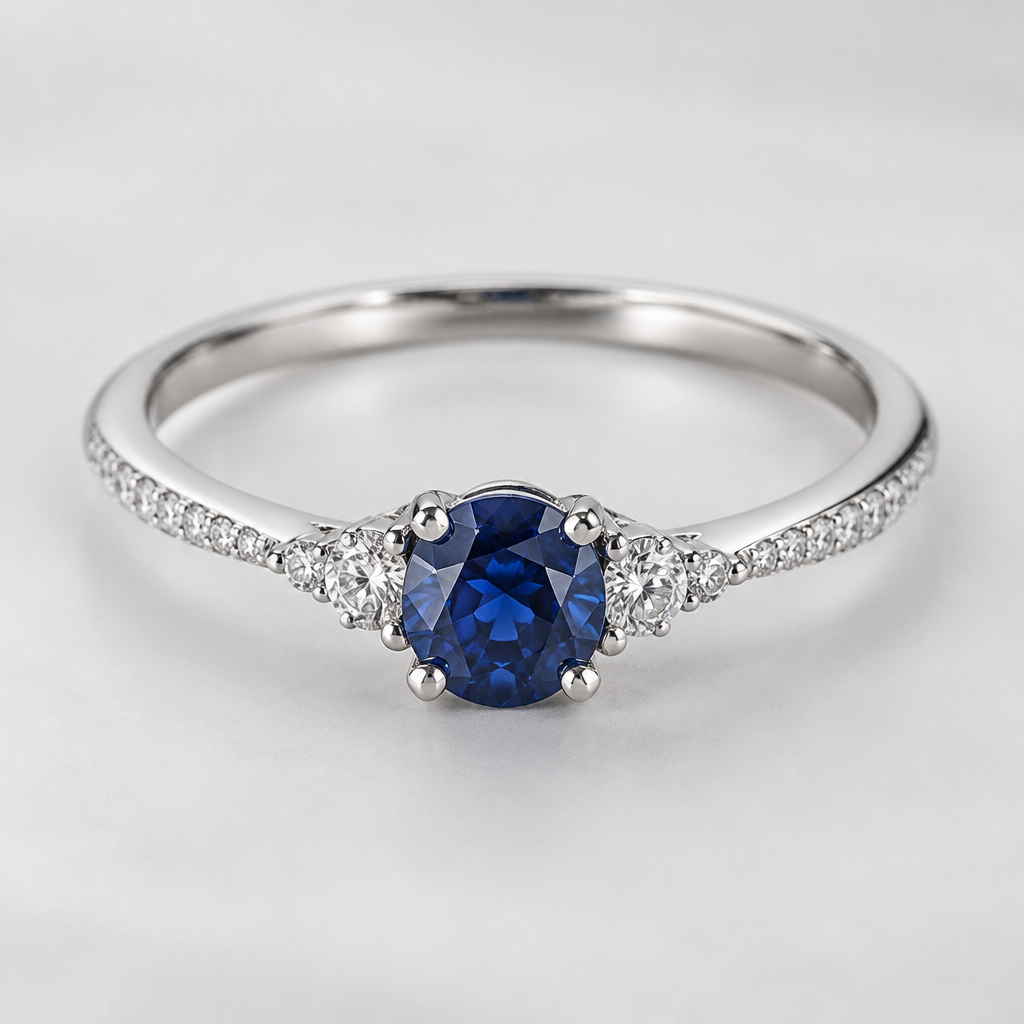 A diamond women's ring made of white gold with sapphire stones, minimalist, simple and delicate, clean lines
photorealistic jewelry design, A diamond women's ring made of white gold with sapphire stones, minimalist, simple and delicate, clean lines, diamond style, just the design no text
