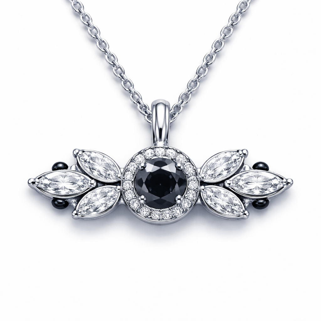 0.30 cents marquise side 0.20 cents each 2 on 2 sides with black beads pendent