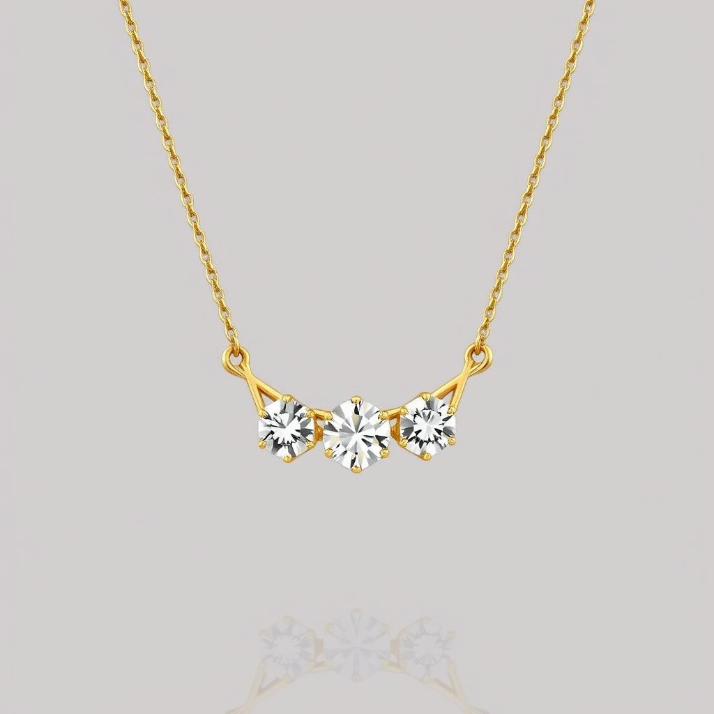 Thin gold chain with 3 symmetrical polki as pendant 