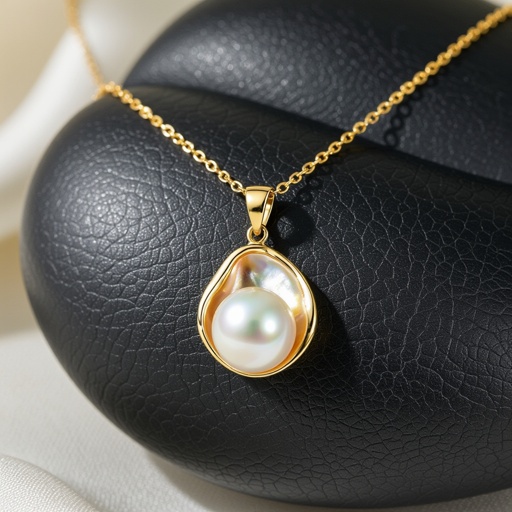 Украшение на шею золотая цепочка с подвеской в виде ракушки с жемчугом внутри