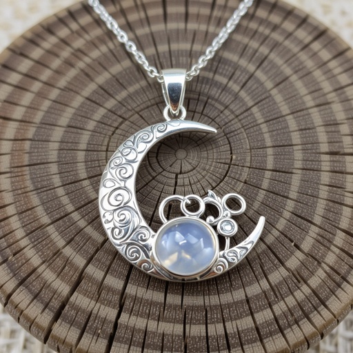 Луна полумесяцем и лунный камень подвеска