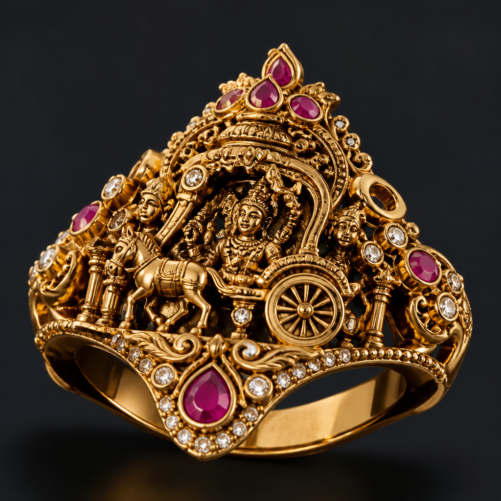 A women's ring, highly ornate, intricate and elaborate, richly detailed. temple jewellery style ratha krishna necklace 3D flow 4k image need
photorealistic jewelry design, A women's ring, highly ornate, intricate and elaborate, richly detailed. temple jewellery style ratha krishna necklace 3D flow 4k image need, modern style, just the design no text
