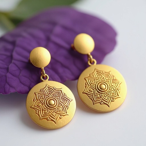  золотые матовые серьги в виде изображения чакры сахасрары