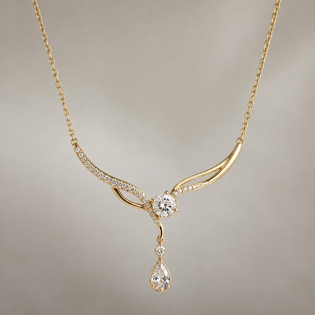 A women's necklace
photorealistic jewelry design, A women's necklace, modern style, just the design no text