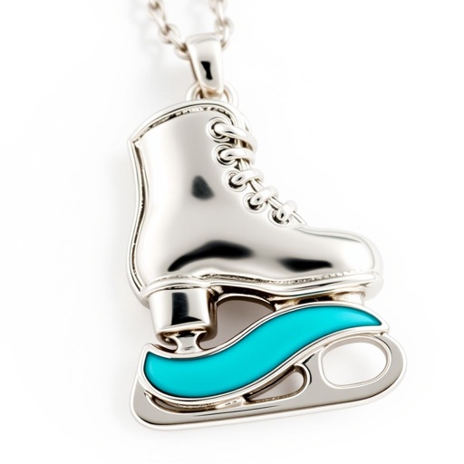Pendant shape one ice skate with turquoise stripe in the low part