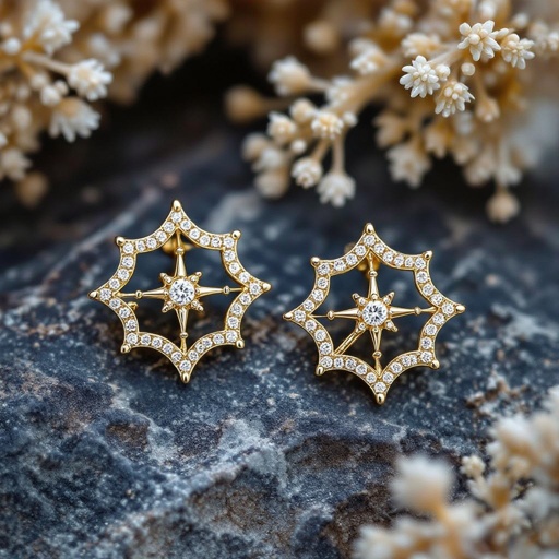  золотые матовые серьги в виде созвездия сириус