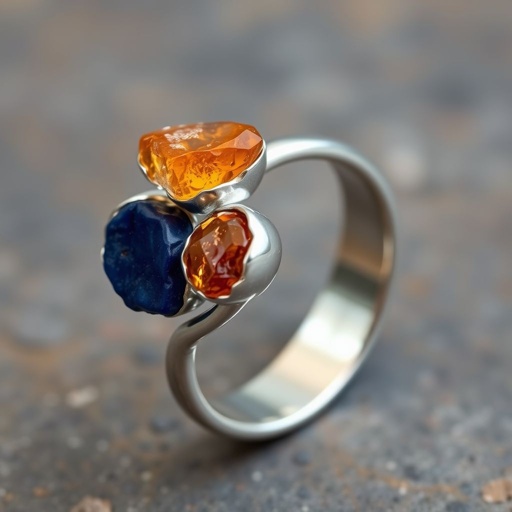 Create silver adjustable rig design using 2 raw gemstones 