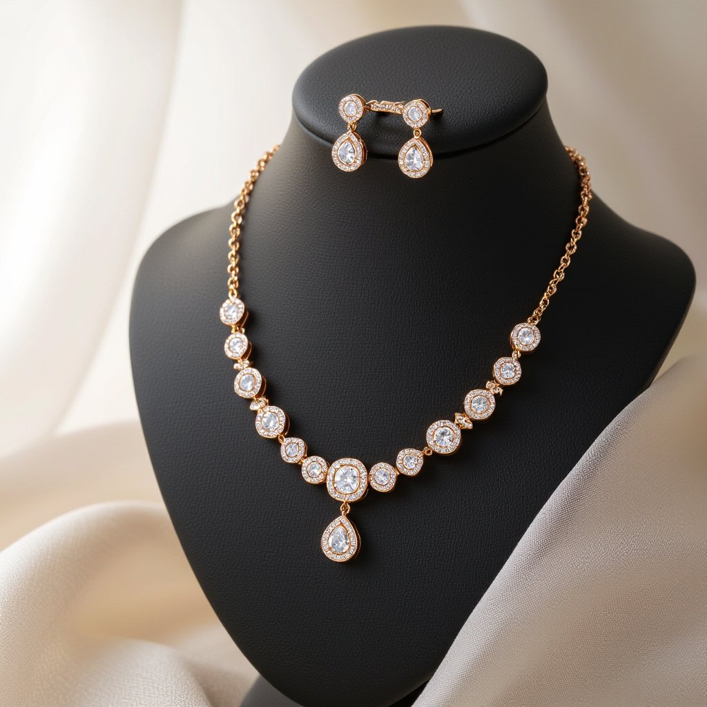 Moissanite kundan necklace for Asian girl