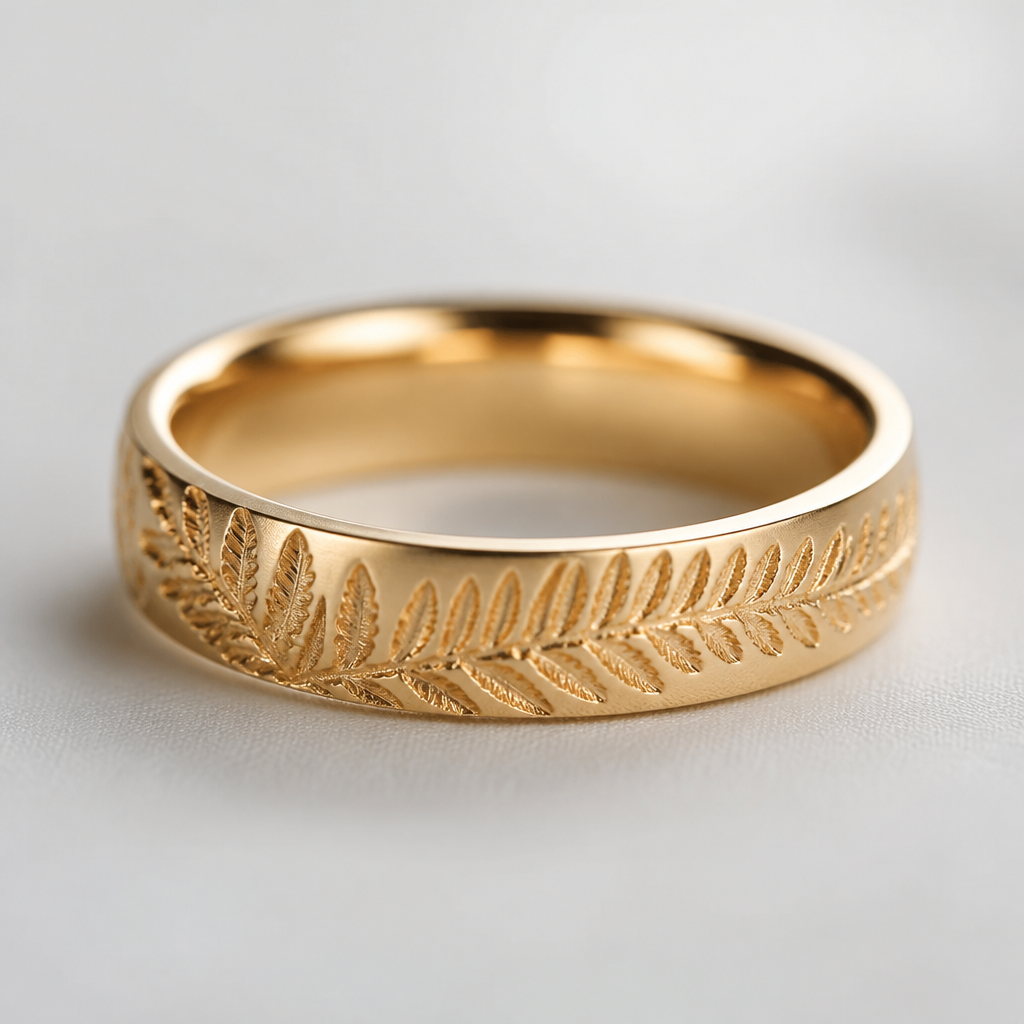 Trouwring , inspiratie varens.
photorealistic jewelry design, Trouwring , inspiratie varens.
, nature_inspired style, just the design no text