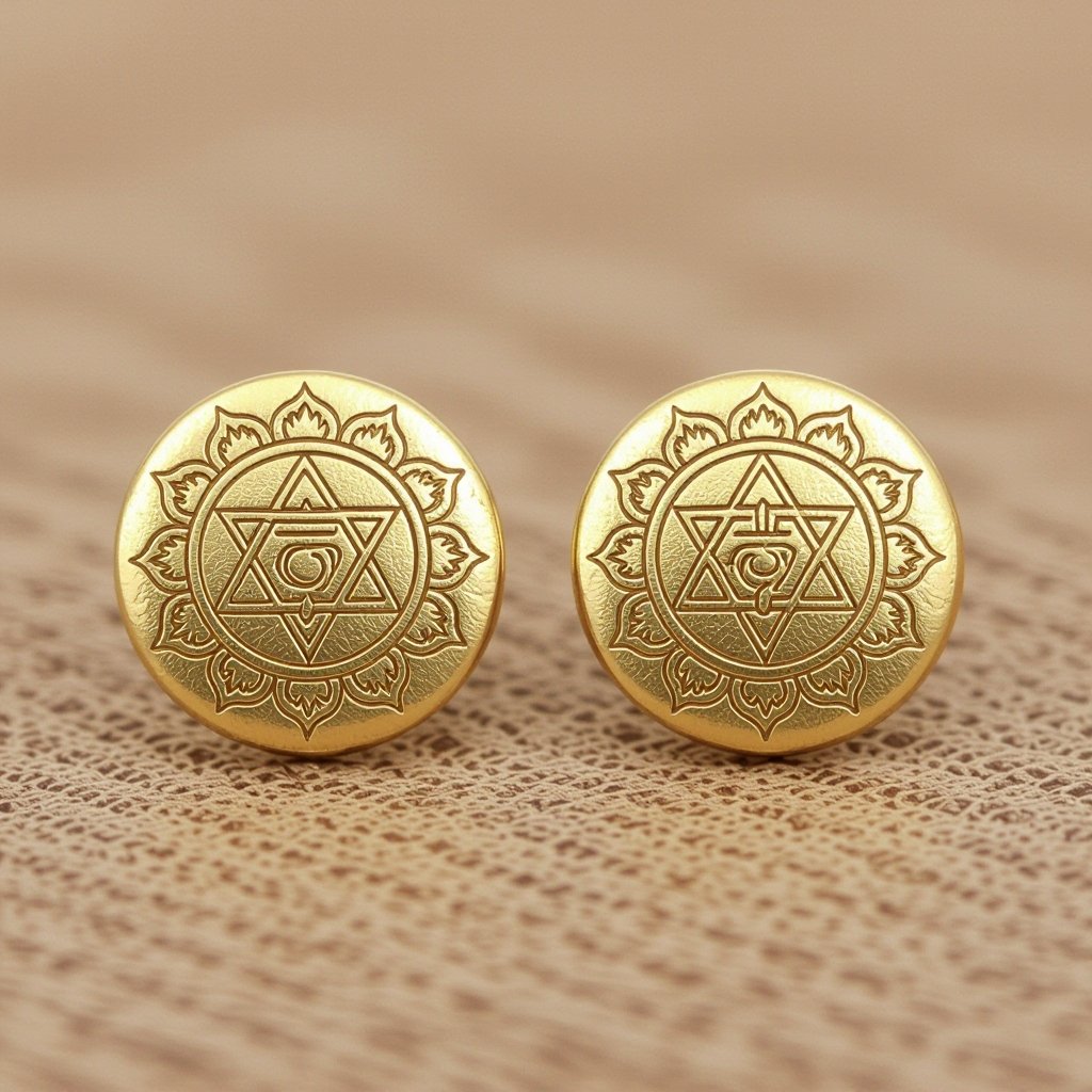  золотые матовые серьги в виде изображения чакры сахасрары
