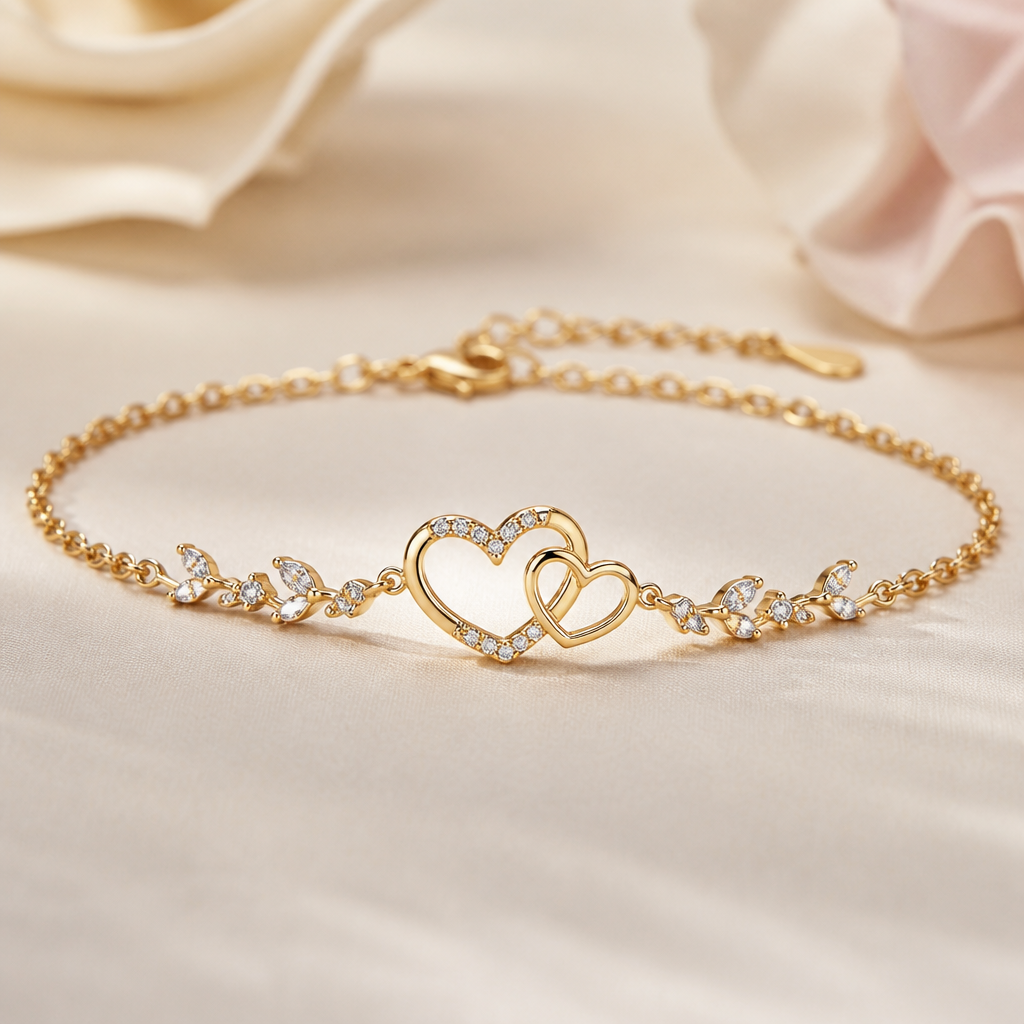 A romantic women's bracelet made of gold with diamond stones suitable for daily wear