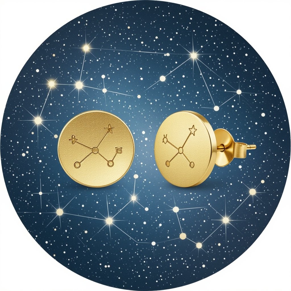  золотые матовые серьги в виде созвездия сириус