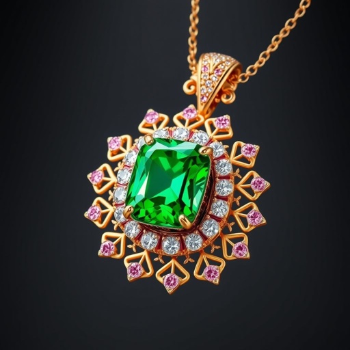 20 carat green periot and pink diamond gemstones opal cut FL IF clarity pendant