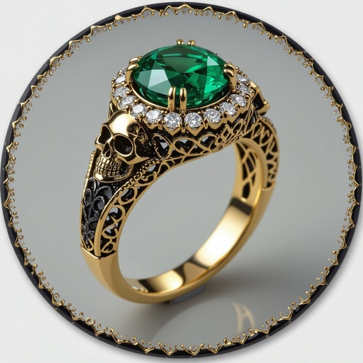 Anillo en oro con va a Una esmeralda en gota de 30 kilates con diamantes 