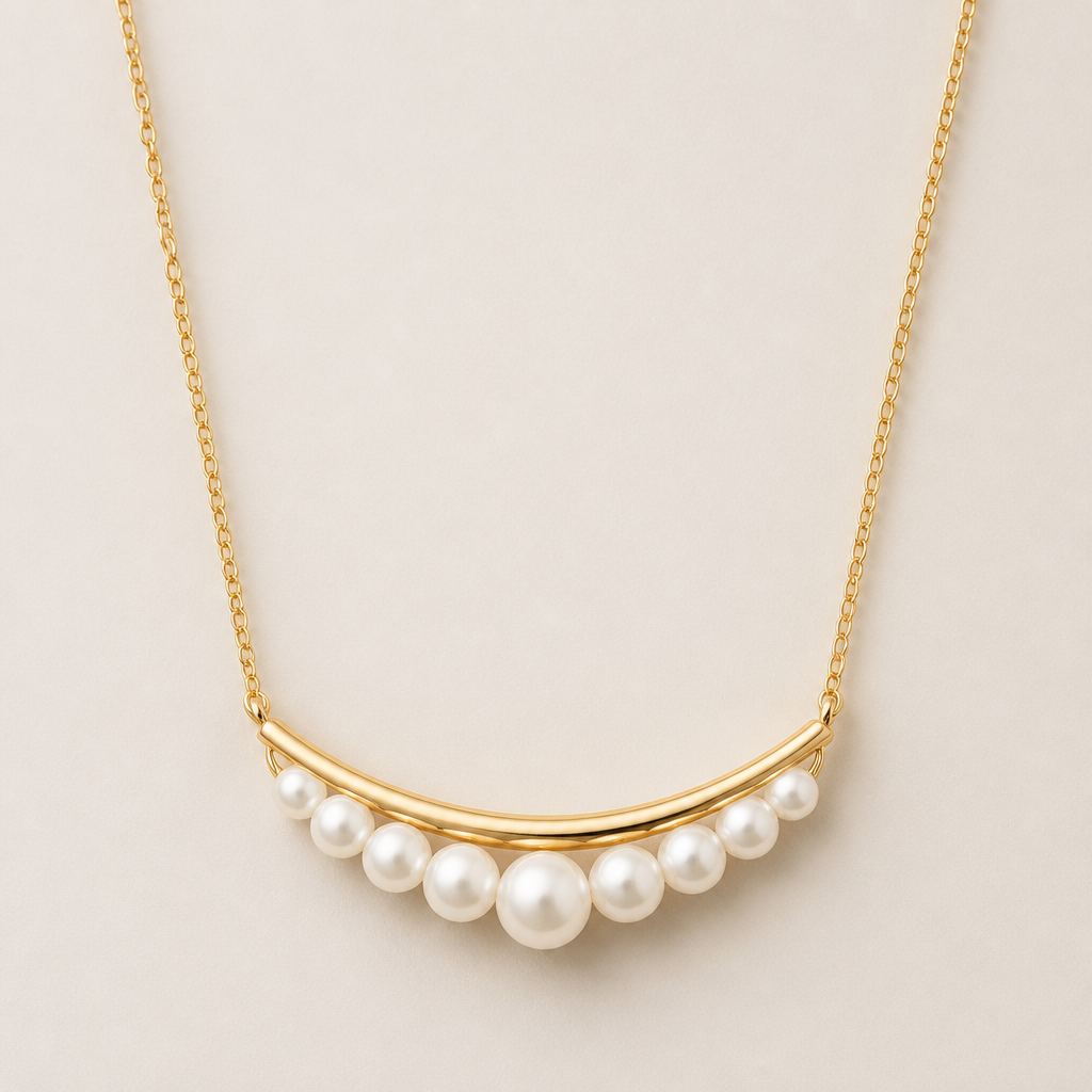 A women's necklace with pearl stones
photorealistic jewelry design, A women's necklace with pearl stones, modern style, just the design no text