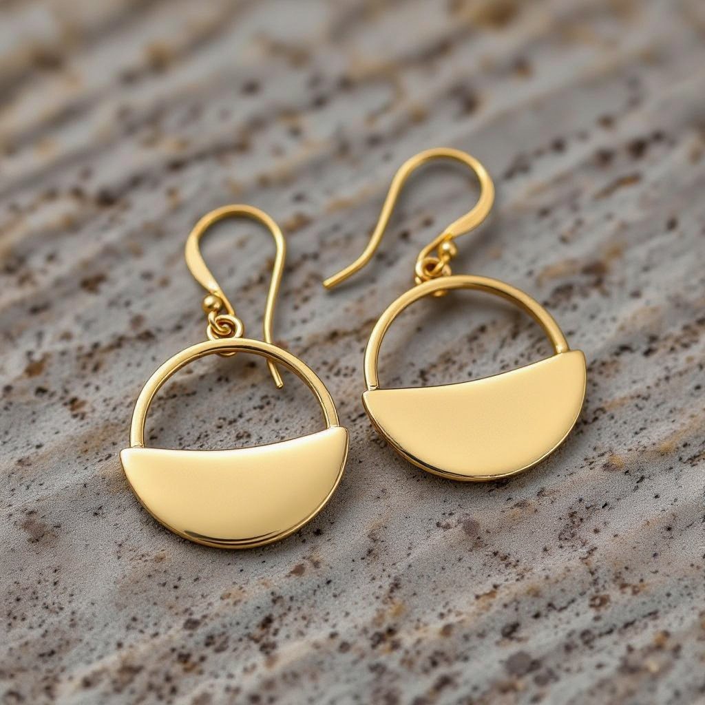 Серьги золотые в форме тонкого изящного полумесяца, полукруг как продолжение застежки, на полукруге надписи мантрами на санскрите