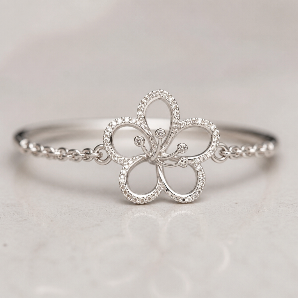 A women's ring made of silver. hibicus ligne fine, (diamand poutours des petales vide, toutes les petales) et delicat ,3 tres petit diamand dans le milieu au bout de la tige interieur de la fleur vide, plus detail, 5 petales chaine de chaque coté, tige qui ne depasse la fleur, minimaliste mince féminin
photorealistic jewelry design, A women's ring made of silver. hibicus ligne fine, (diamand poutours des petales vide, toutes les petales) et delicat ,3 tres petit diamand dans le milieu au bout de la tige interieur de la fleur vide, plus detail, 5 petales chaine de chaque coté, tige qui ne depasse la fleur, minimaliste mince féminin, modern style, just the design no text