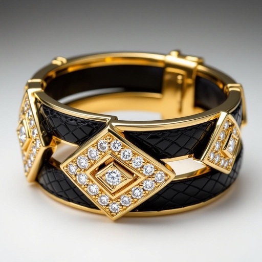 Geomatric snake leather with diamonds of architecture shapes and edges of bracelet banglea