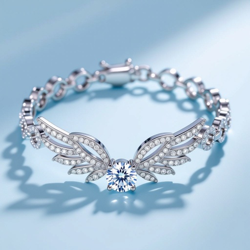 Multiple wings with very very big diamonds but stillMinimal bracelet design ->Chain bracelet with multiple wings and aesthetic that all teens would want to wear; a bracelet that has diamond forming a wing