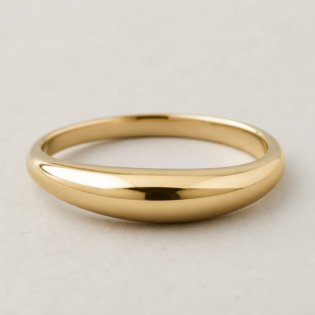 A minimalist women's ring made of gold, minimalist, simple and delicate, clean lines. hollow tapered cigar dome ring
photorealistic jewelry design, A minimalist women's ring made of gold, minimalist, simple and delicate, clean lines. hollow tapered cigar dome ring, minimalist style, just the design no text