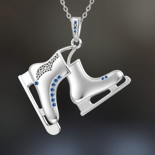Silver pendant in the shape of hockey skating blades without boots
