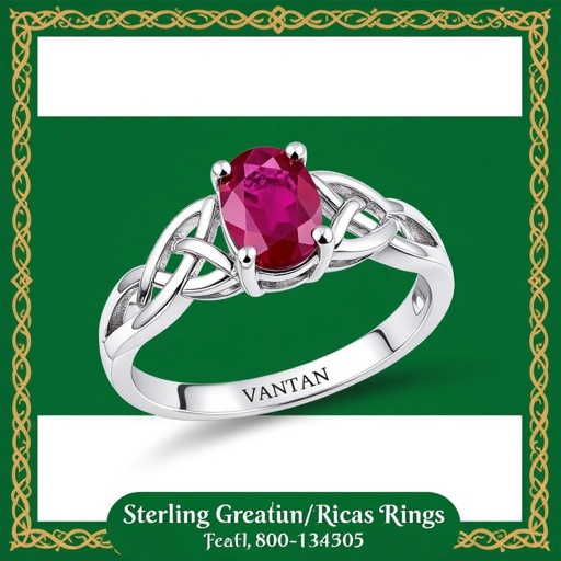 Red stone, silver, graduation ring that says Vantan for women
