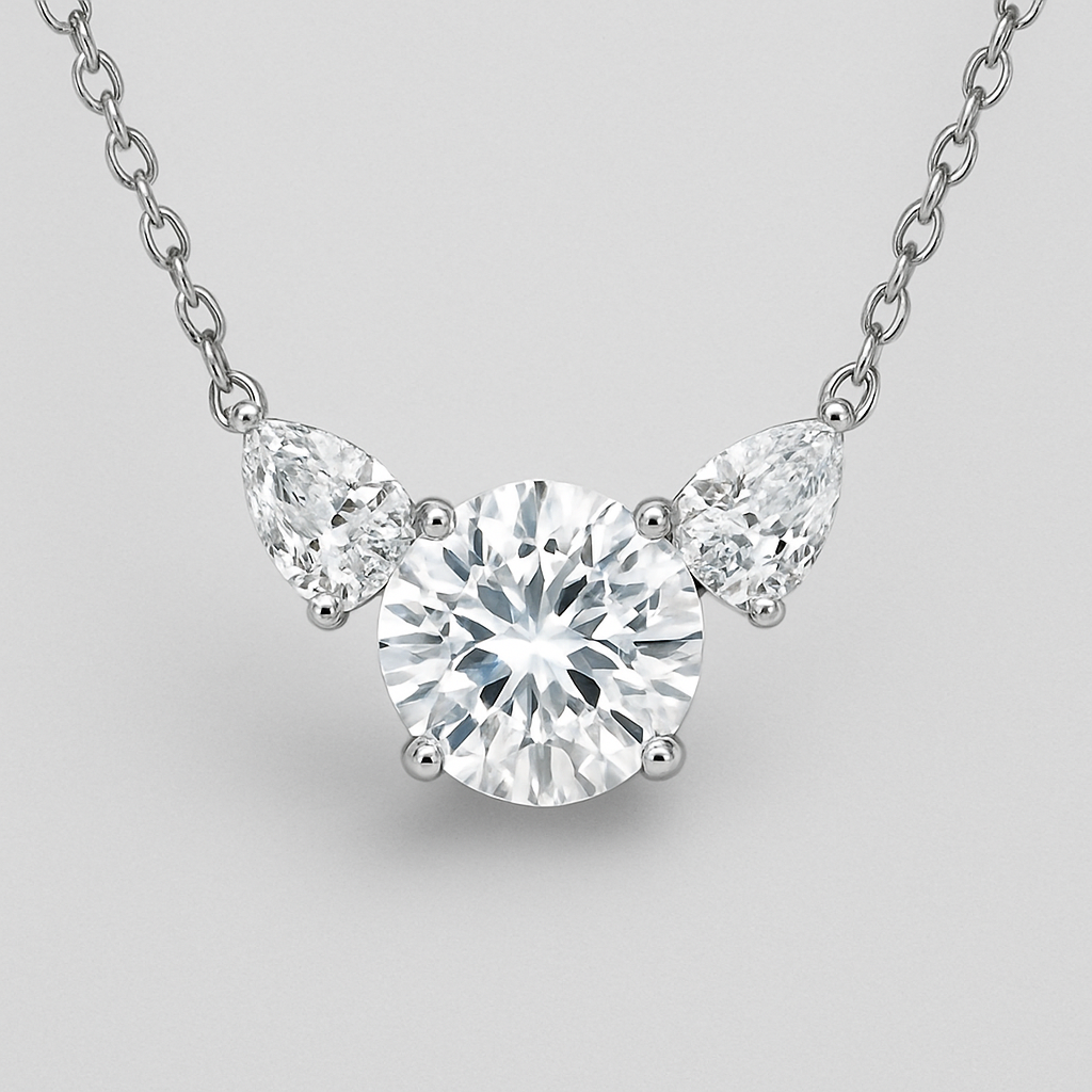 ביקשתי רק 7 קראט באמצע ובשני הצדדים למעלה יותר 2 קראט בכל צד שוכב לצד יהלומי טיפה בשרשרת מולחמים יותר למעלה  בלי באזל ושהיהלומיפ בצדדים שוכבים לצד מצוין יותר למעלה בשרשרת  וברוז     