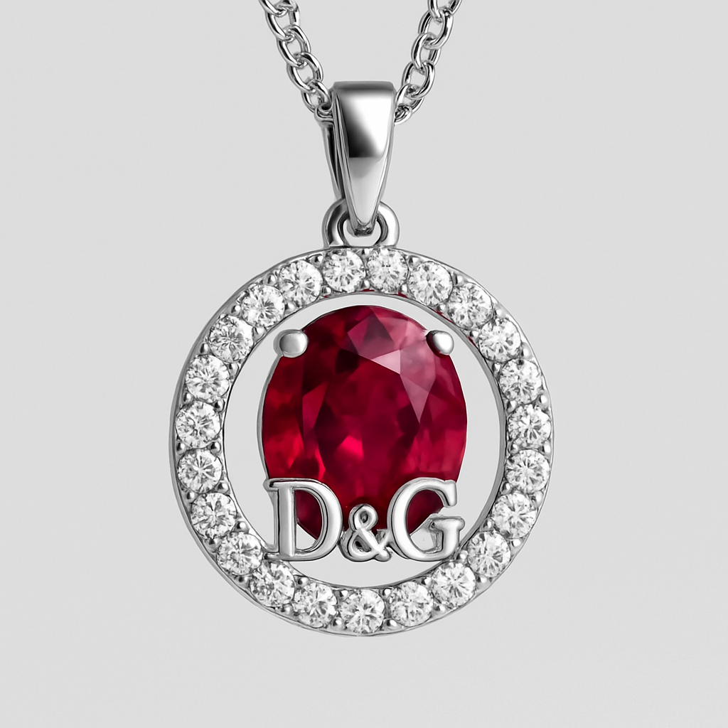 ruby with D and G letters pendant 