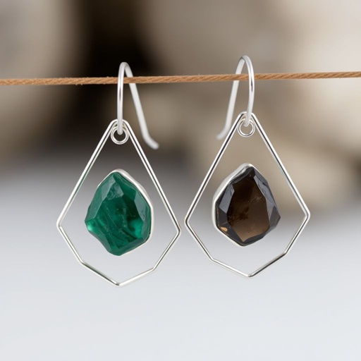 Silver minimal, raw gemstone, elegant 