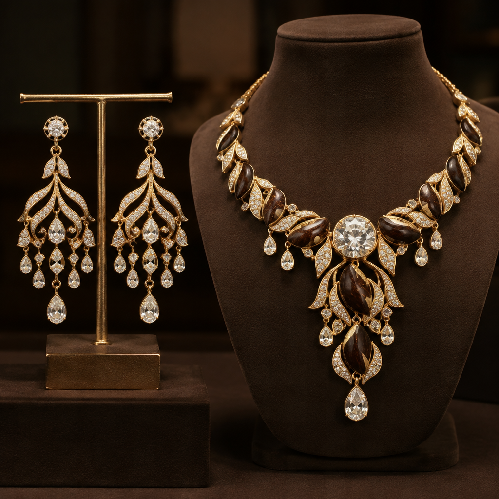 A chandelier women's earrings made of gold with diamond stones suitable for formal. un colier en or travaillé avec de la coque de coco et surmonté d'un diamant en forme arrondie
photorealistic jewelry design, A chandelier women's earrings made of gold with diamond stones suitable for formal. un colier en or travaillé avec de la coque de coco et surmonté d'un diamant en forme arrondie, chandelier style, just the design no text