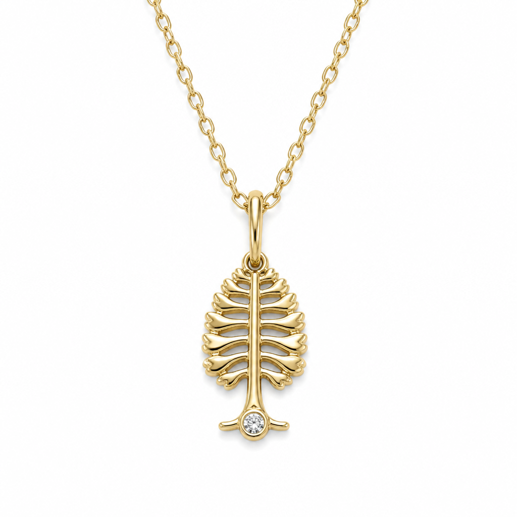 Design a petite solitaire tree pendant necklace in 14k yellow gold from the Dartmouth tree in the Dartmouth university logo.
photorealistic jewelry design, Design a petite solitaire tree pendant necklace in 14k yellow gold from the Dartmouth tree in the Dartmouth university logo. , just the design no text