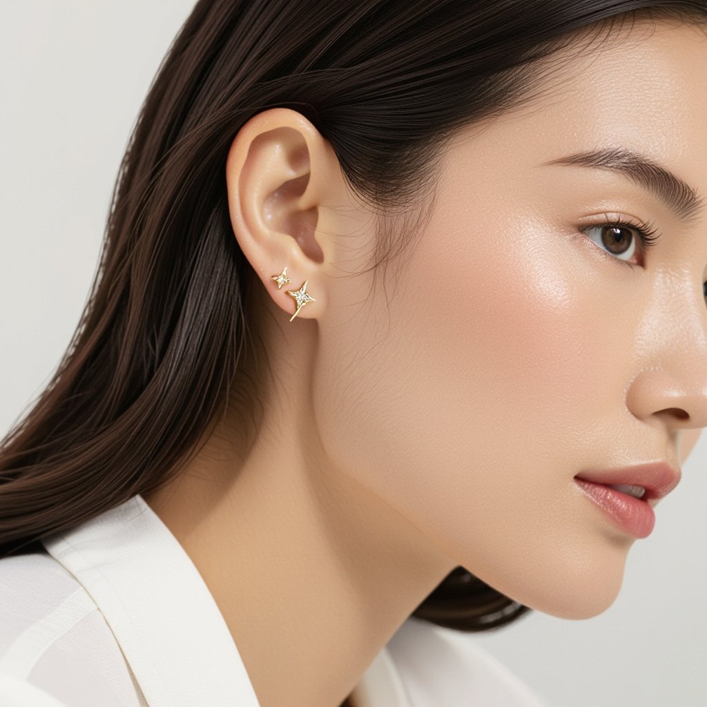  золотые матовые серьги в виде созвездия сириус