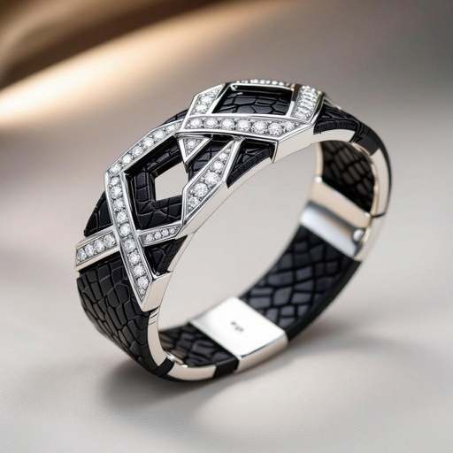 Geomatric snake leather with diamonds of architecture shapes and edges of bracelet banglea