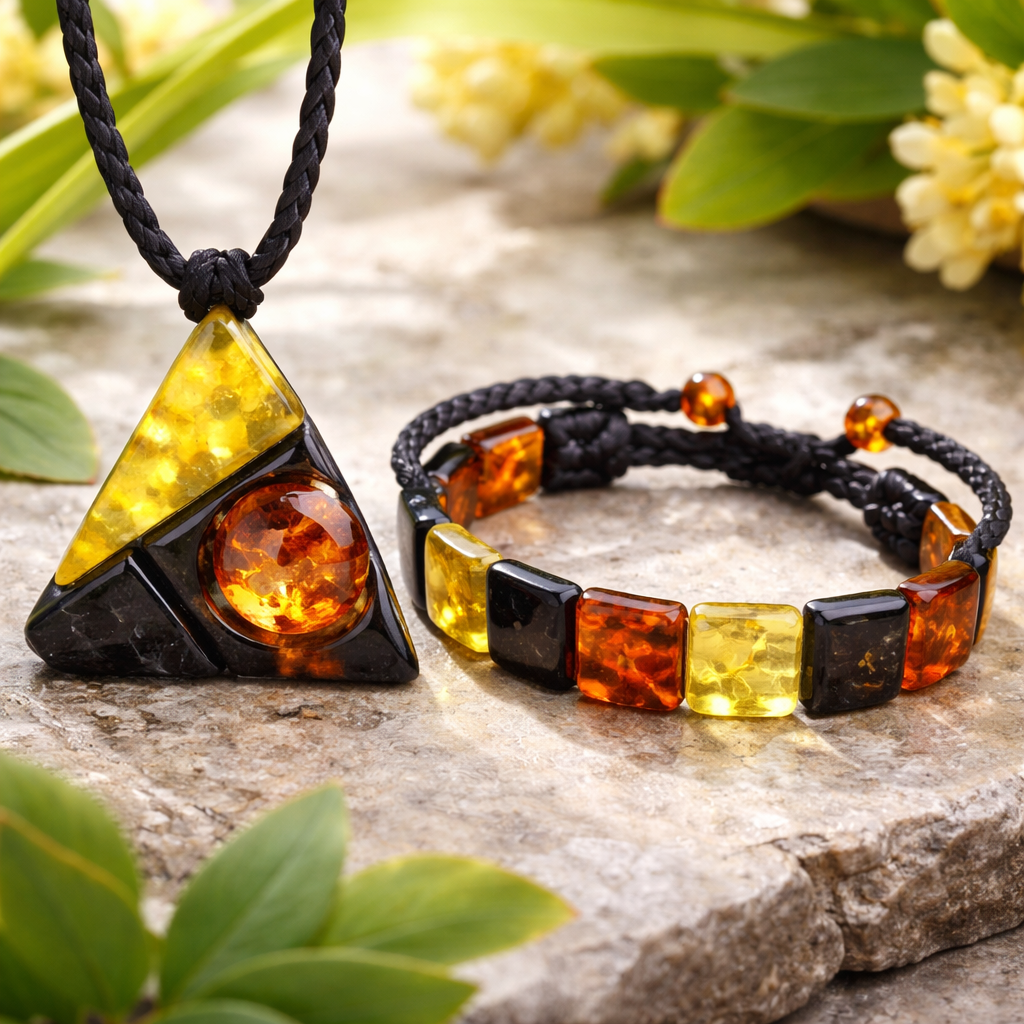 Tik gintaro karolis ir apyrake vyrui, citrinos spalvos konjako spalvos juoda su idomiu dizainu be metalu pavasarines nuotaikos trikampio apskritimo staciakampio forma