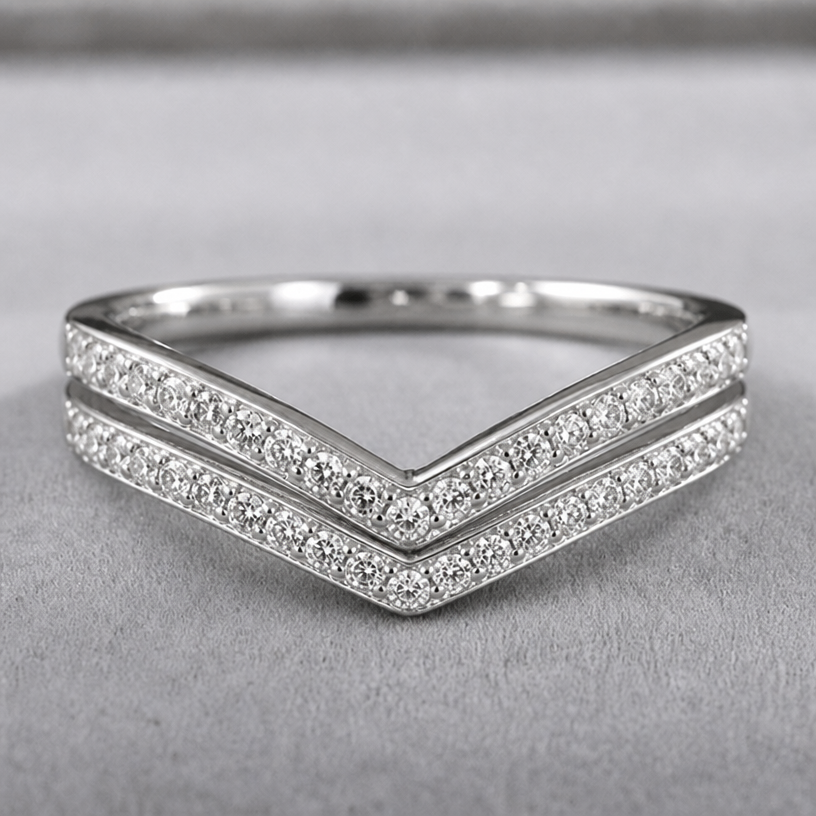 Add a second ring that matches with the current one to make it a set that can be worn by the bride
edit the attached jewelry design with these instructions: Add a second ring that matches with the current one to make it a set that can be worn by the bride. keep it photorealistic, just the design no text